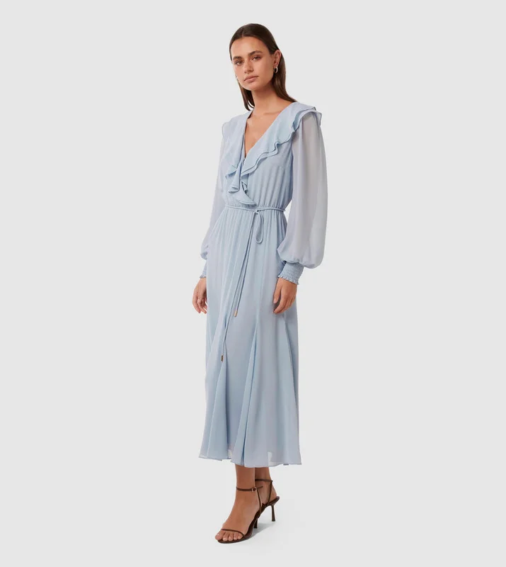forever new  ORLA Ruffle Godet Midi Dress for Women | Best Price UAE